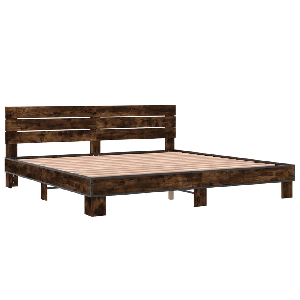 vidaXL Cadre de lit sans matelas chêne fumé 180x200 cm