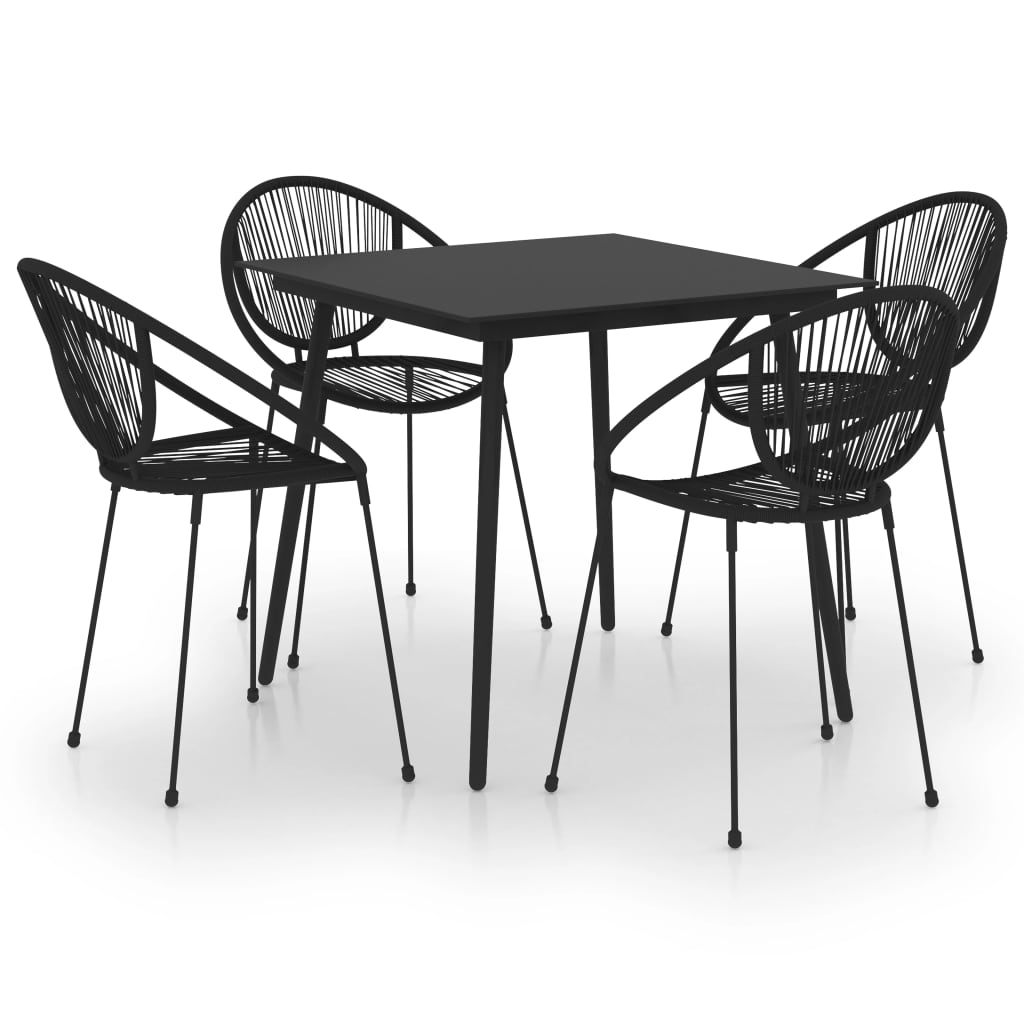 vidaXL Ensemble à manger d'extérieur 5 pcs Rotin PVC Noir