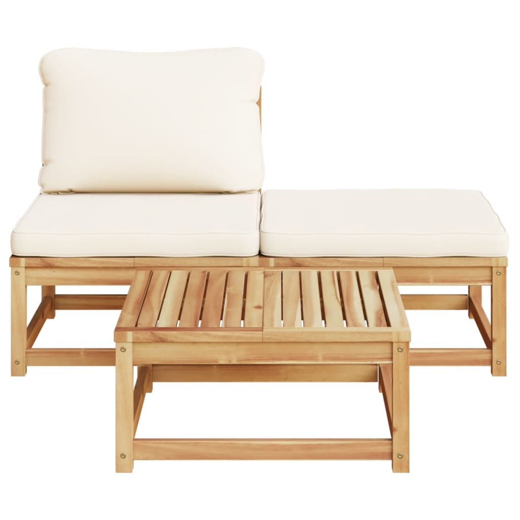 vidaXL Salon de jardin 3 pcs avec coussins bois massif d'acacia