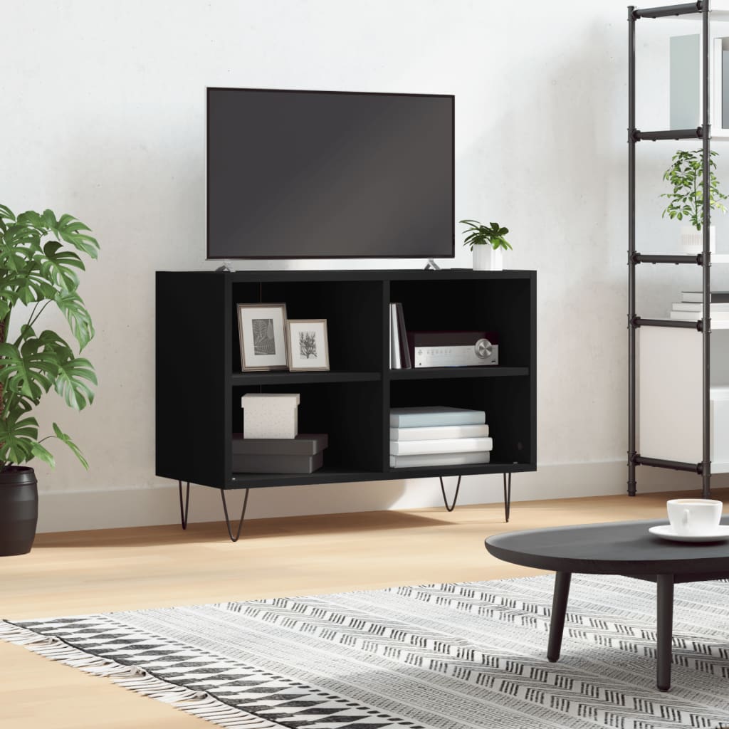 vidaXL Meuble TV noir 69,5 x 30 x 50 cm bois d'ingénierie