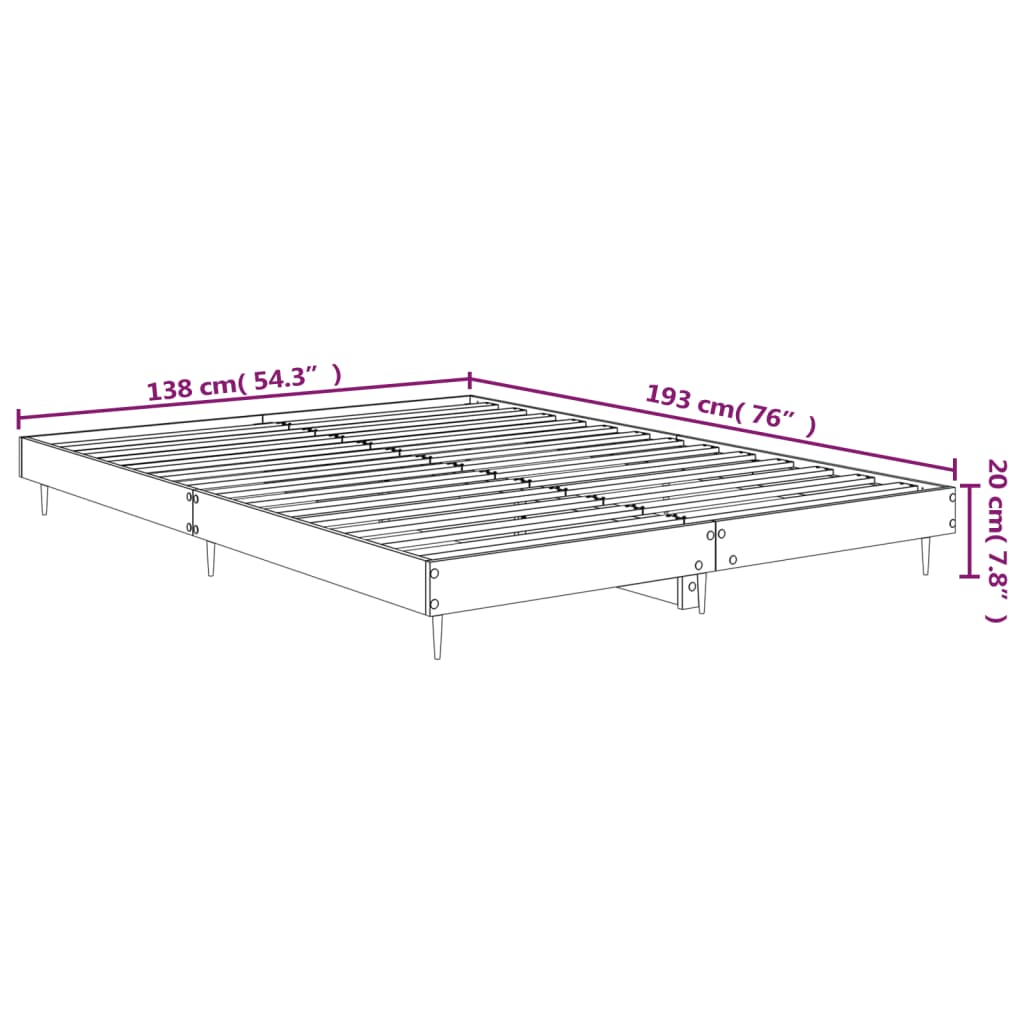 vidaXL Cadre de lit sans matelas chêne marron 135x190 cm