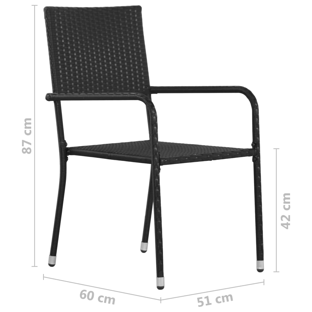 vidaXL Ensemble à dîner de jardin 7 pcs Résine tressée Noir