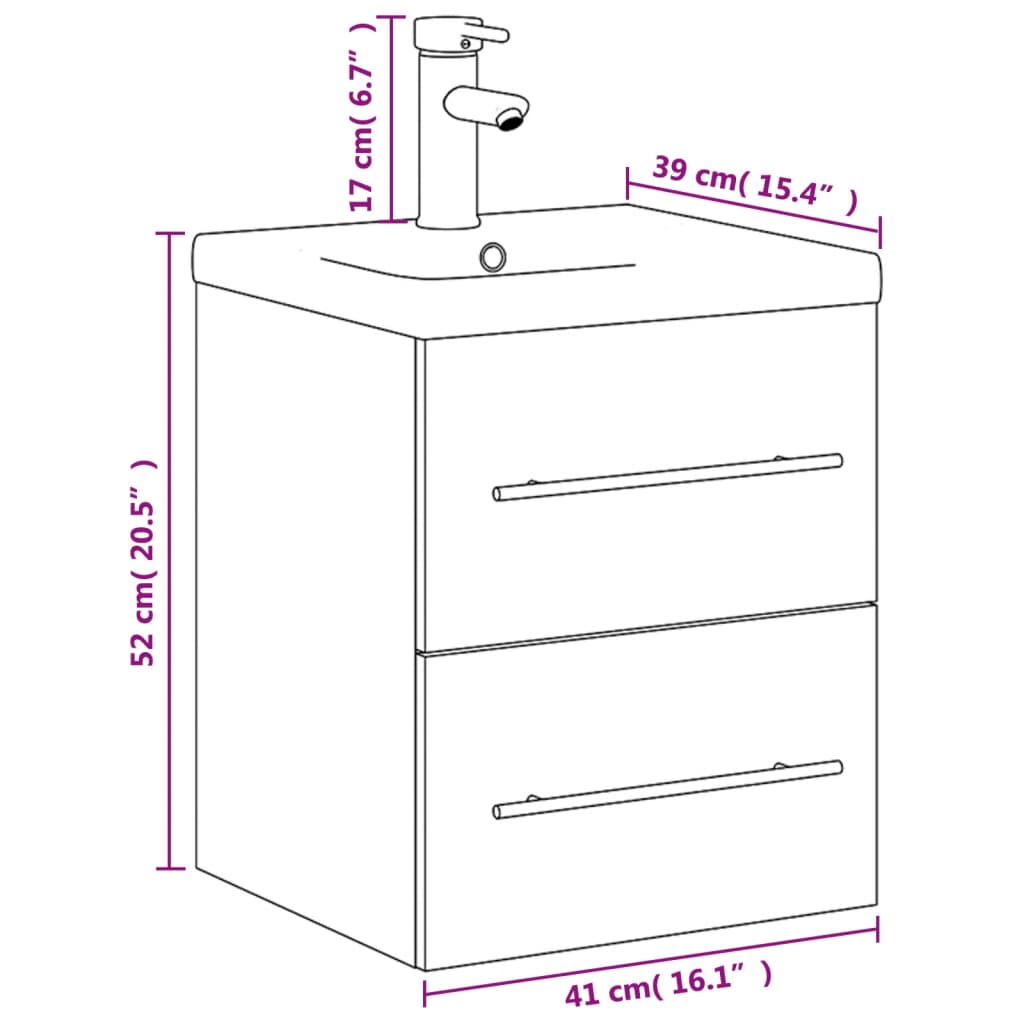 vidaXL Armoire lavabo de salle de bain avec bassin intégré gris béton