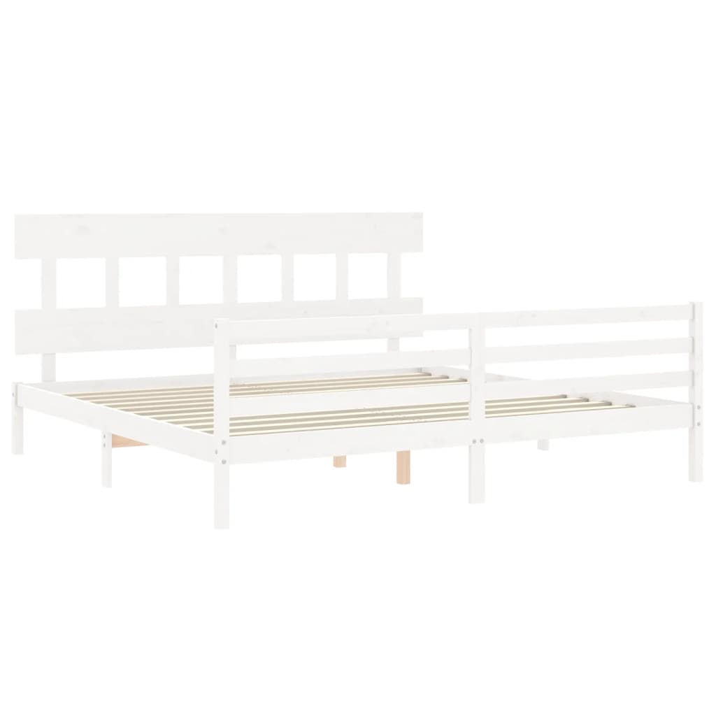 vidaXL Cadre de lit sans matelas blanc bois massif