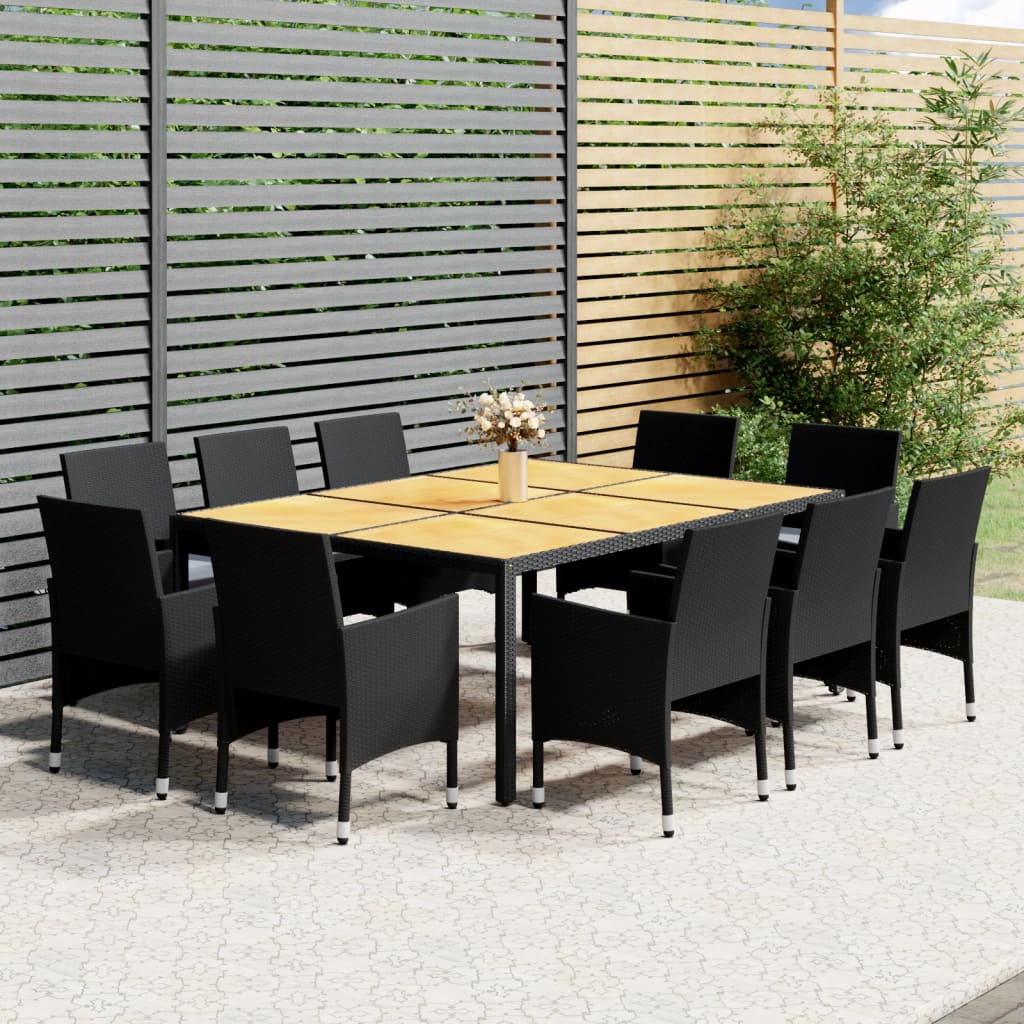 vidaXL Ensemble à dîner de jardin 11 pcs Résine tressée Noir