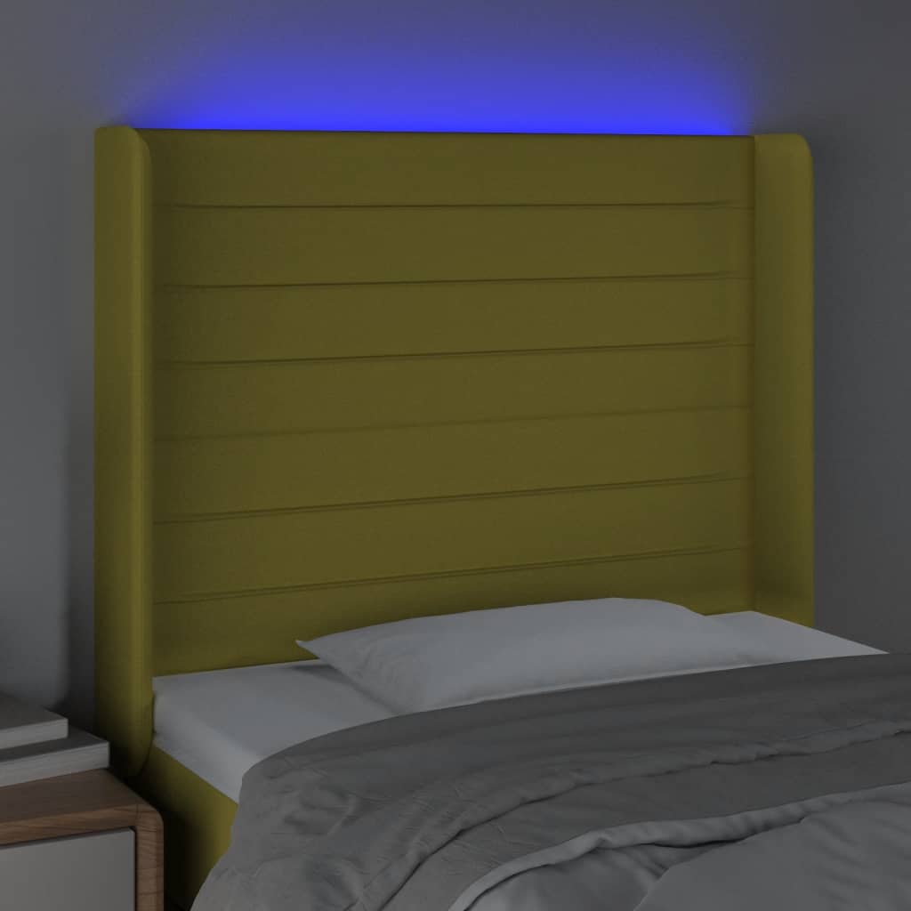vidaXL Tête de lit à LED Vert 83x16x118/128 cm Tissu