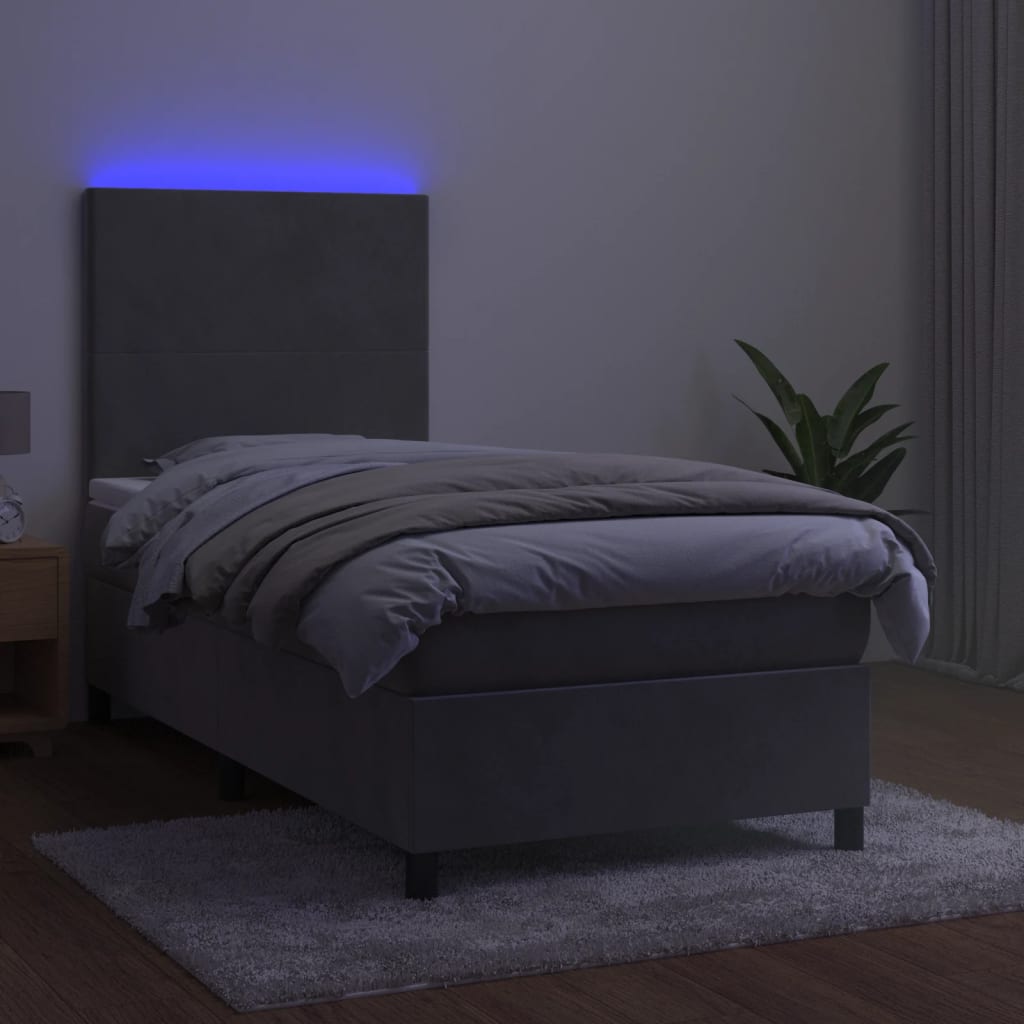 vidaXL Sommier à lattes de lit avec matelas et LED Gris clair 80x200cm