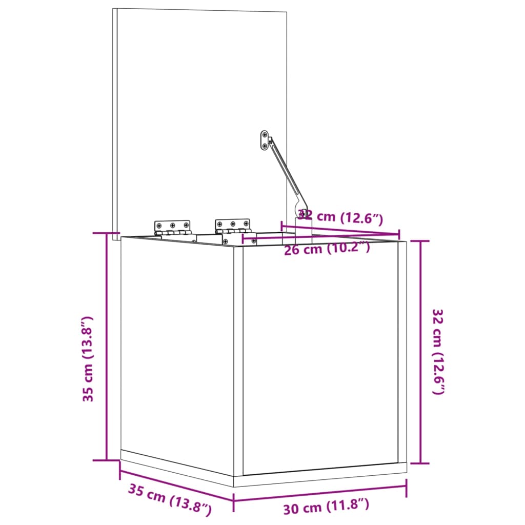 vidaXL Boîte de rangement gris béton 30x35x35 cm bois d'ingénierie