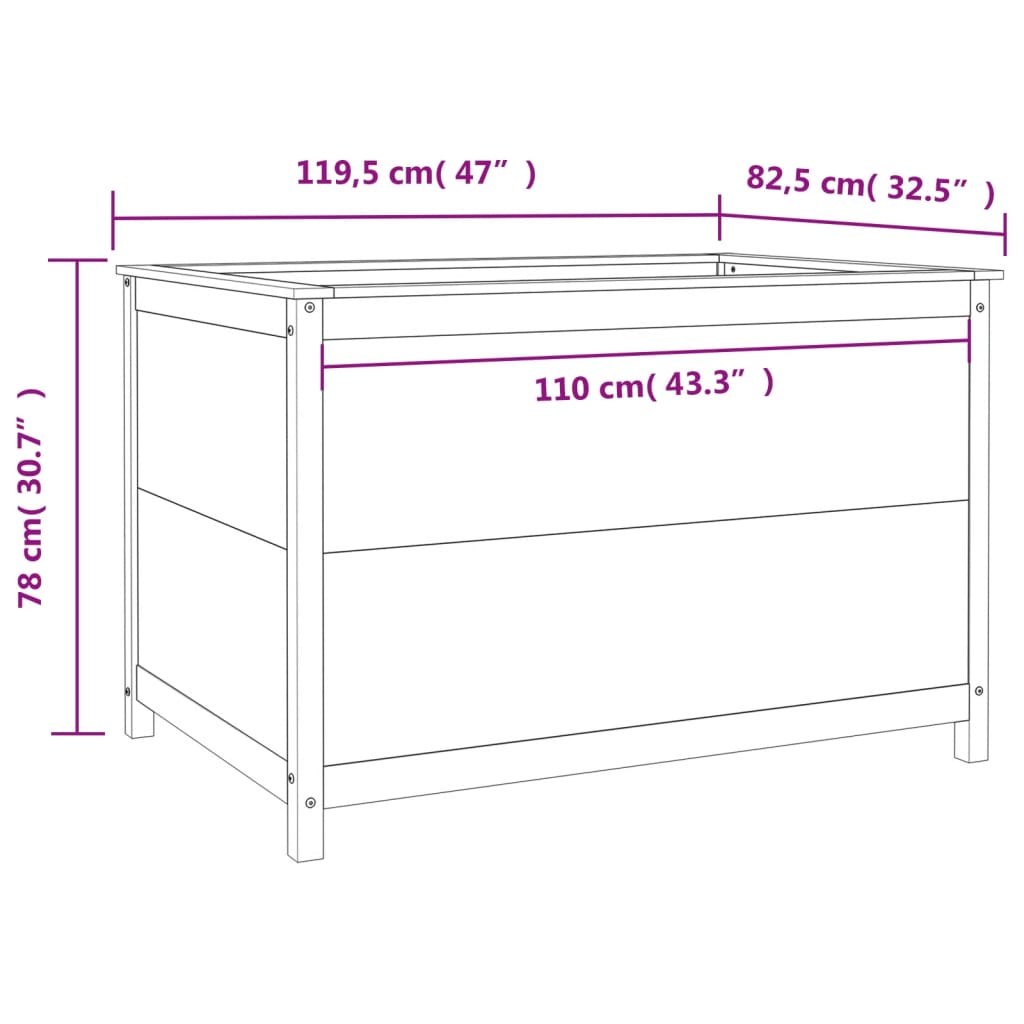 vidaXL Lit surélevé de jardin 119,5x82,5x78 cm bois de pin massif