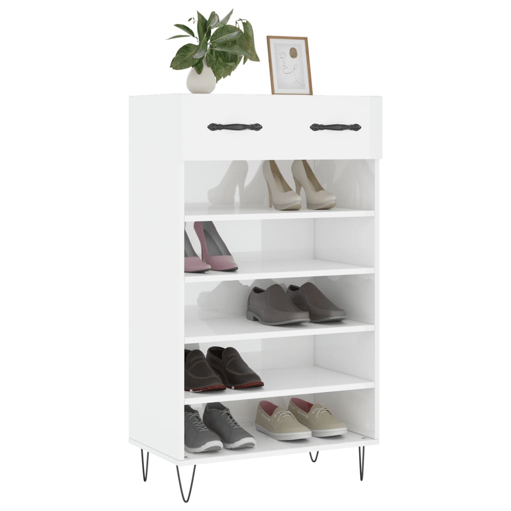 vidaXL Armoire à chaussure Blanc brillant 60x35x105 cm Bois ingénierie