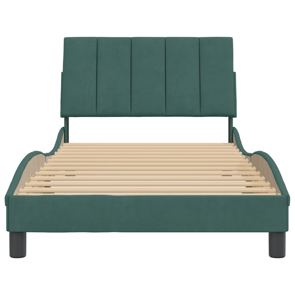 vidaXL Cadre de lit sans matelas vert foncé 100x200 cm velours