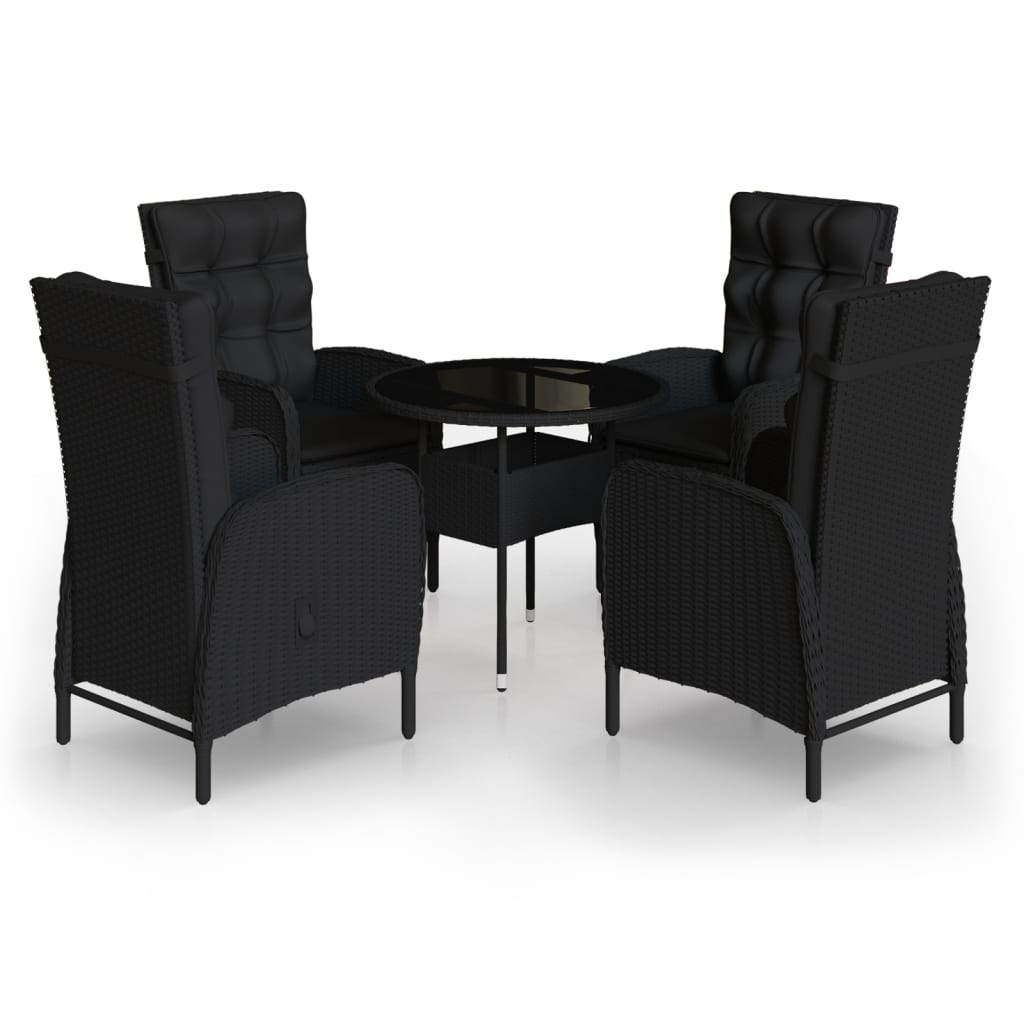 vidaXL Ensemble de bistro de jardin 5 pcs Résine tressée Noir