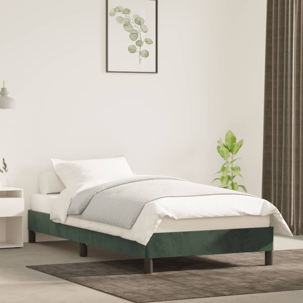 vidaXL Cadre de lit sans matelas vert foncé 90x190 cm velours