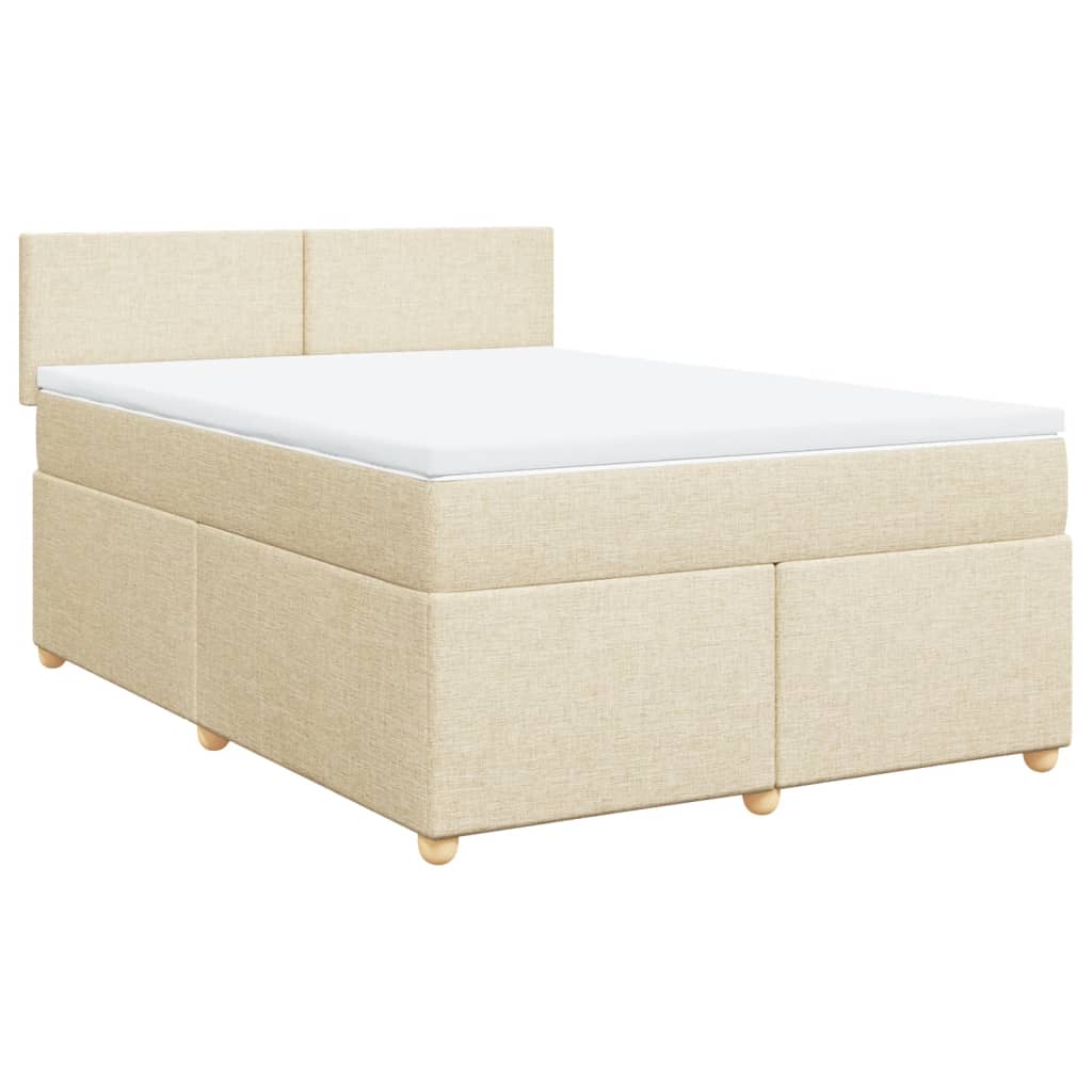 vidaXL Sommier à lattes de lit avec matelas Crème 160x200 cm Tissu