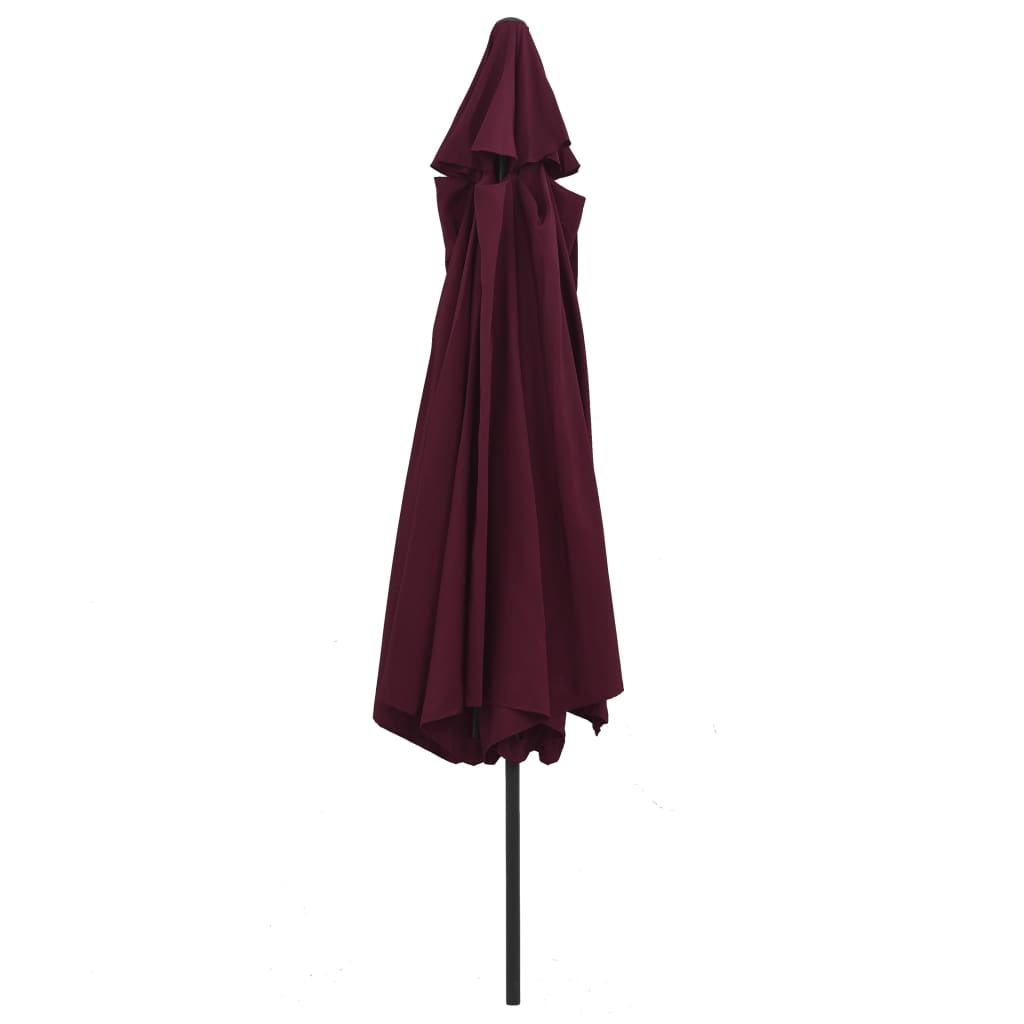 vidaXL Parasol de jardin avec mât en métal 390 cm rouge bordeaux