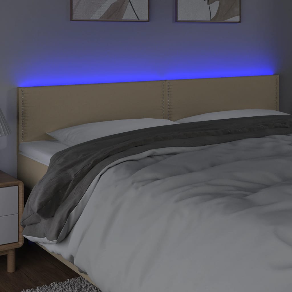 vidaXL Tête de lit à LED Crème 160x5x78/88 cm Tissu