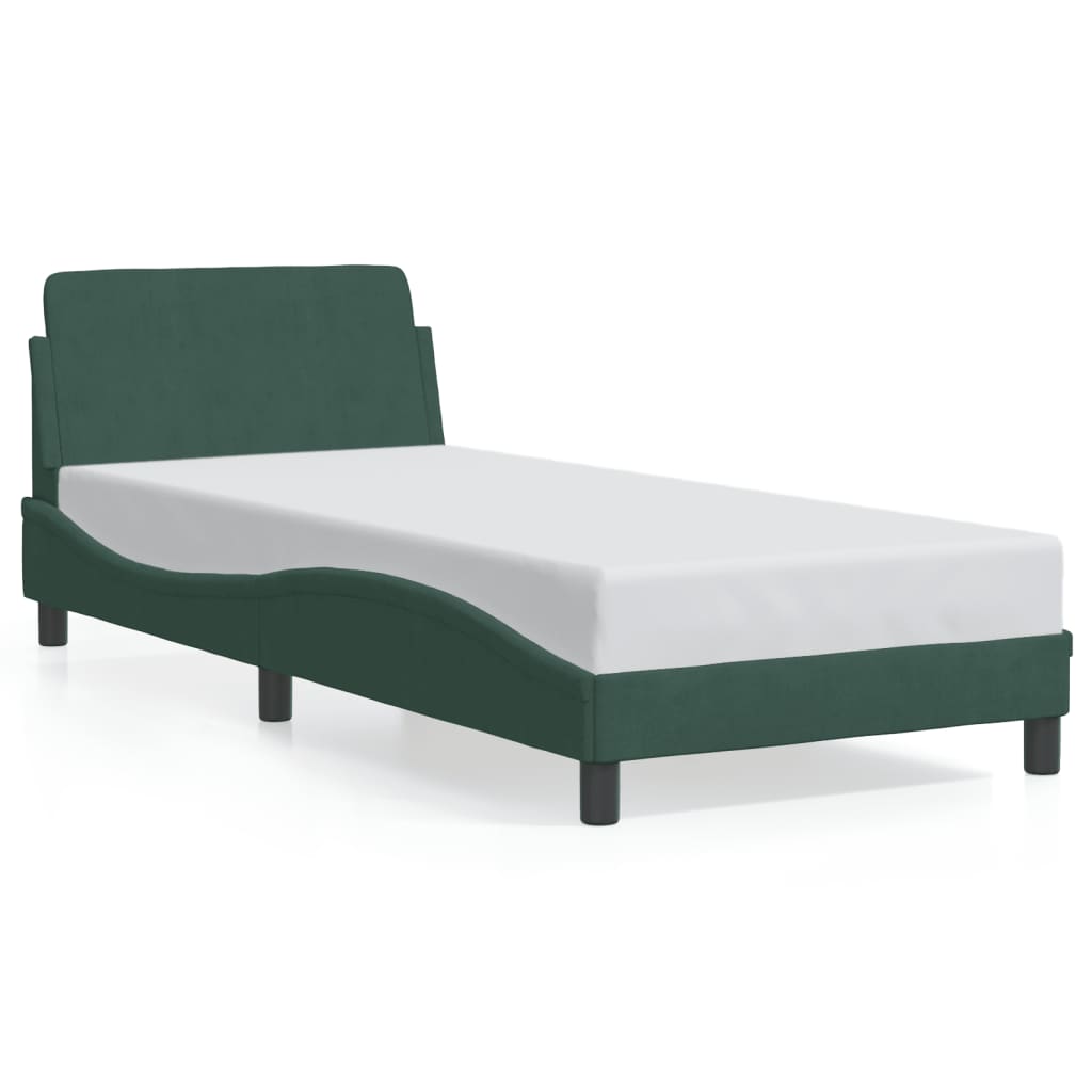 vidaXL Cadre de lit sans matelas vert foncé 90x190 cm velours