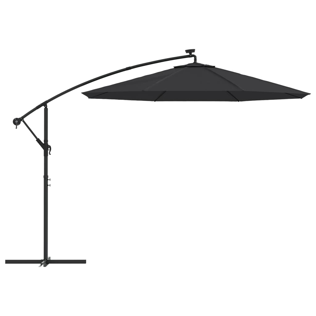 vidaXL Tissu de remplacement pour parasol déporté Noir 350 cm