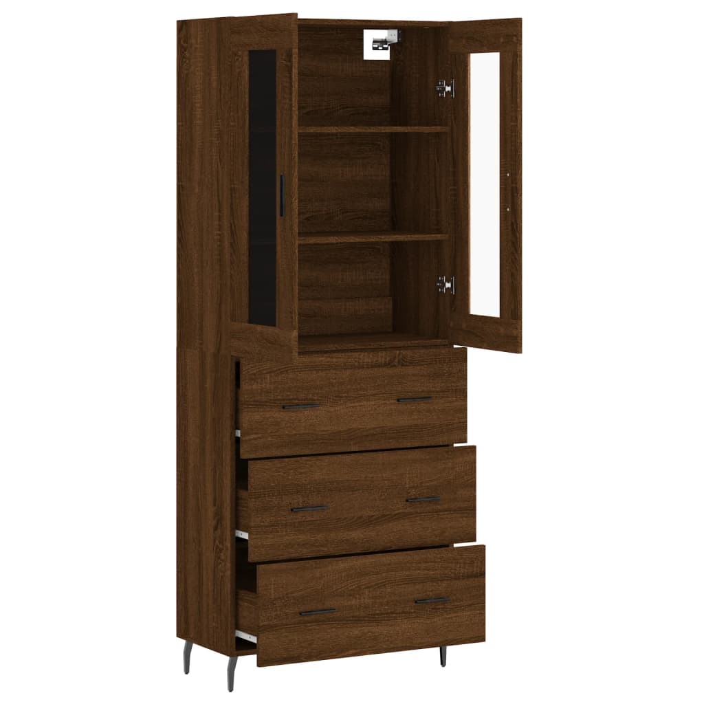 vidaXL Buffet haut Chêne marron 69,5x34x180 cm Bois d'ingénierie