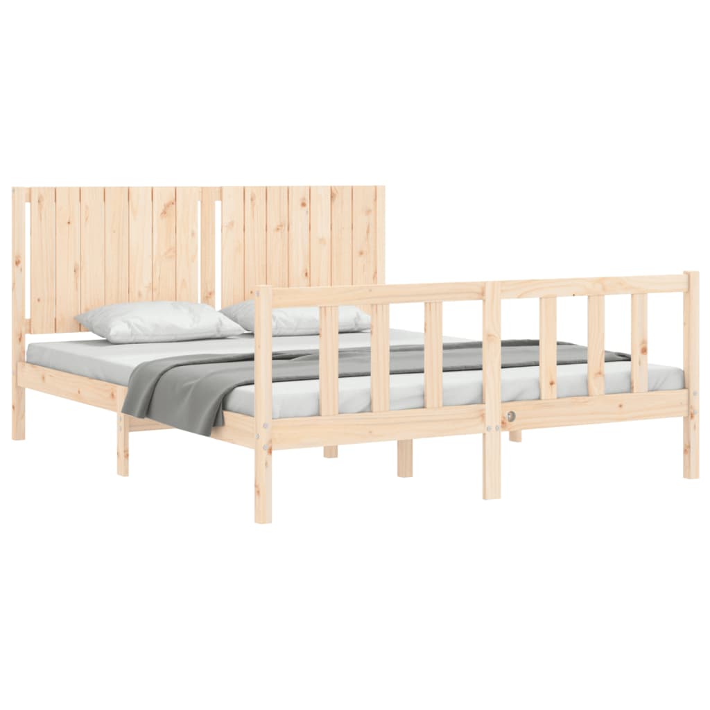 vidaXL Cadre de lit avec tête de lit 160x200 cm bois massif