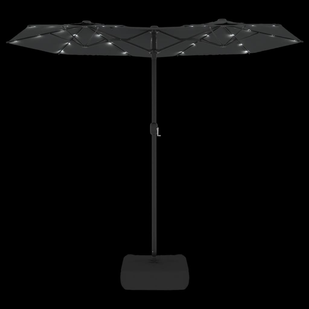 vidaXL Parasol à double tête avec LED anthracite 316x240 cm