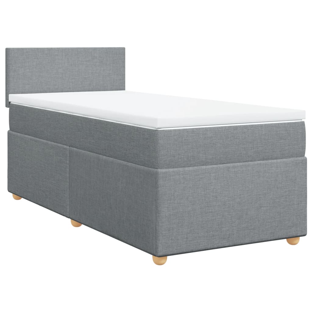 vidaXL Sommier à lattes de lit avec matelas Gris clair 90x200 cm Tissu