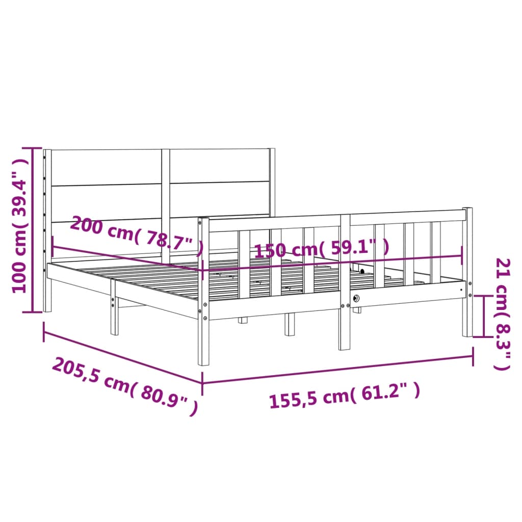 vidaXL Cadre de lit sans matelas bois de pin massif