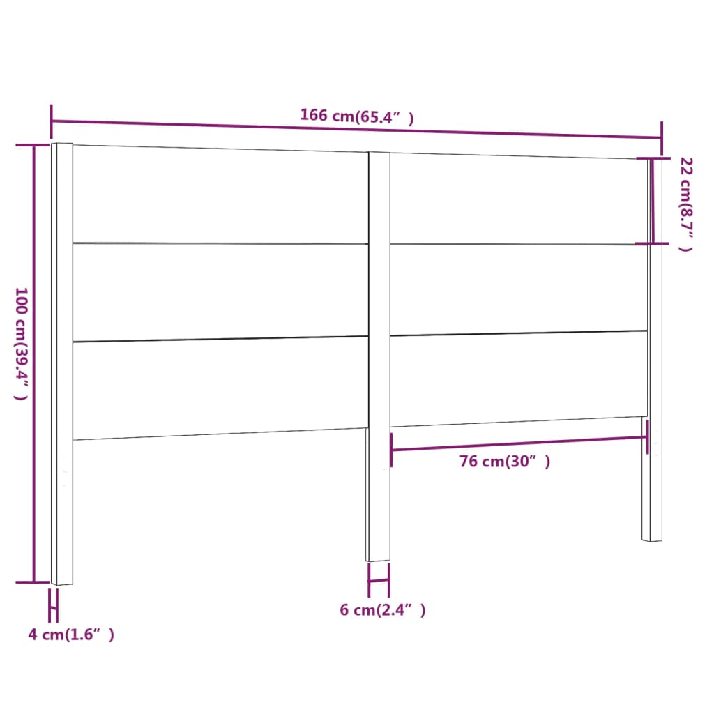 vidaXL Tête de lit Blanc 166x4x100 cm Bois massif de pin