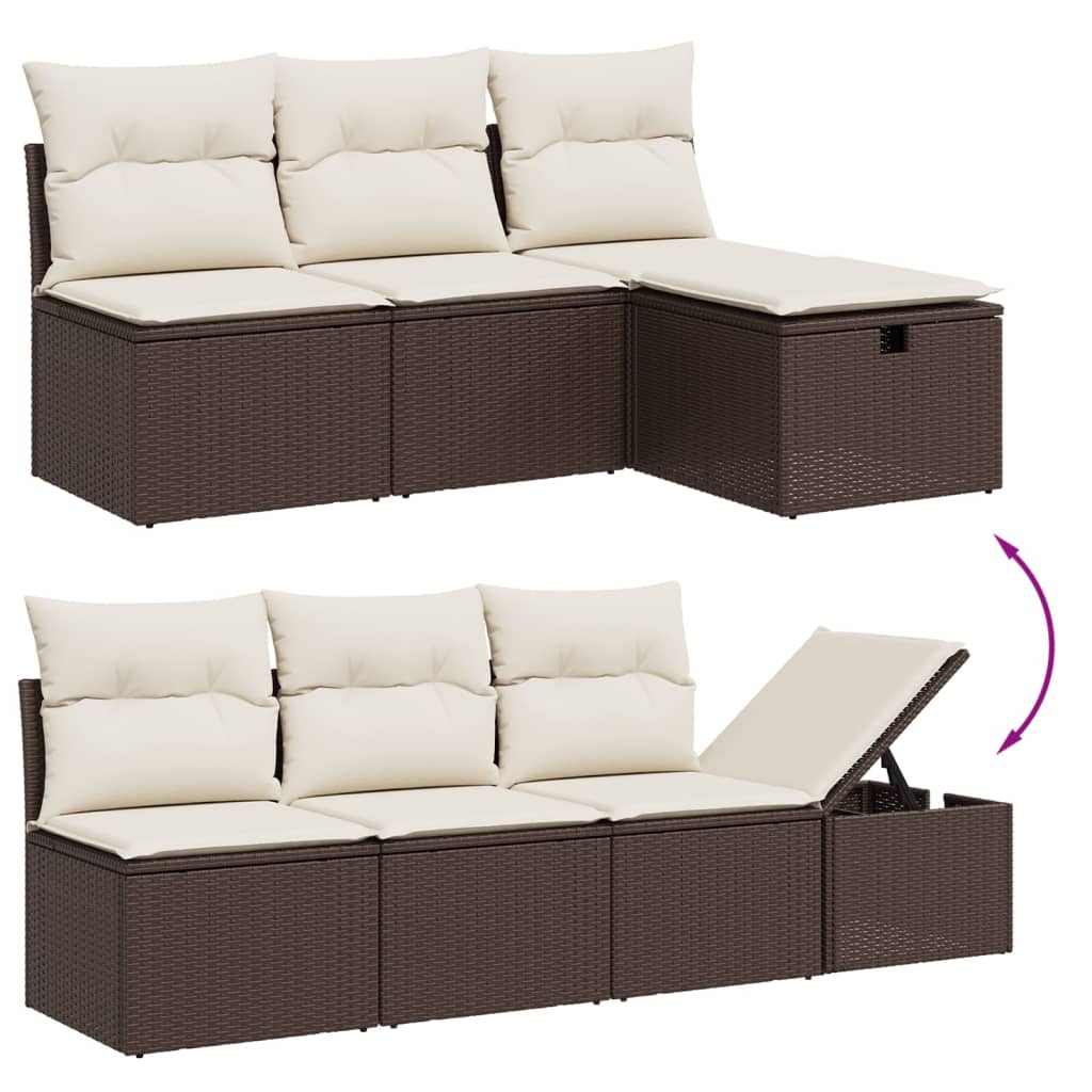 vidaXL Salon de jardin avec coussins 7 pcs marron résine tressée