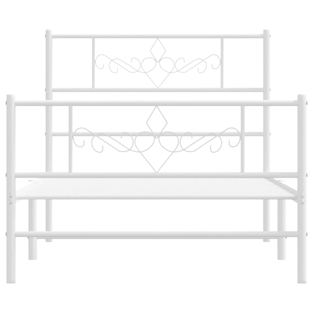 vidaXL Cadre de lit métal sans matelas avec pied de lit blanc 90x200cm