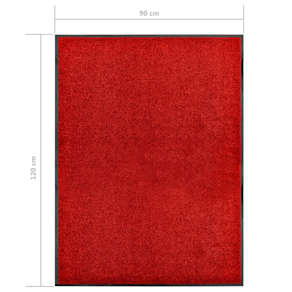 vidaXL Paillasson lavable Rouge 90x120 cm
