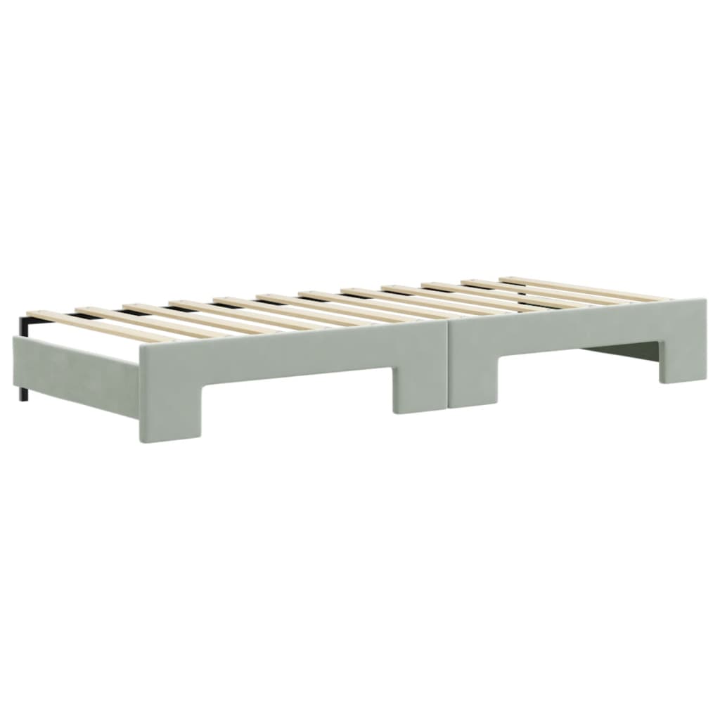 vidaXL Lit de jour avec gigogne sans matelas gris clair 90x200 cm