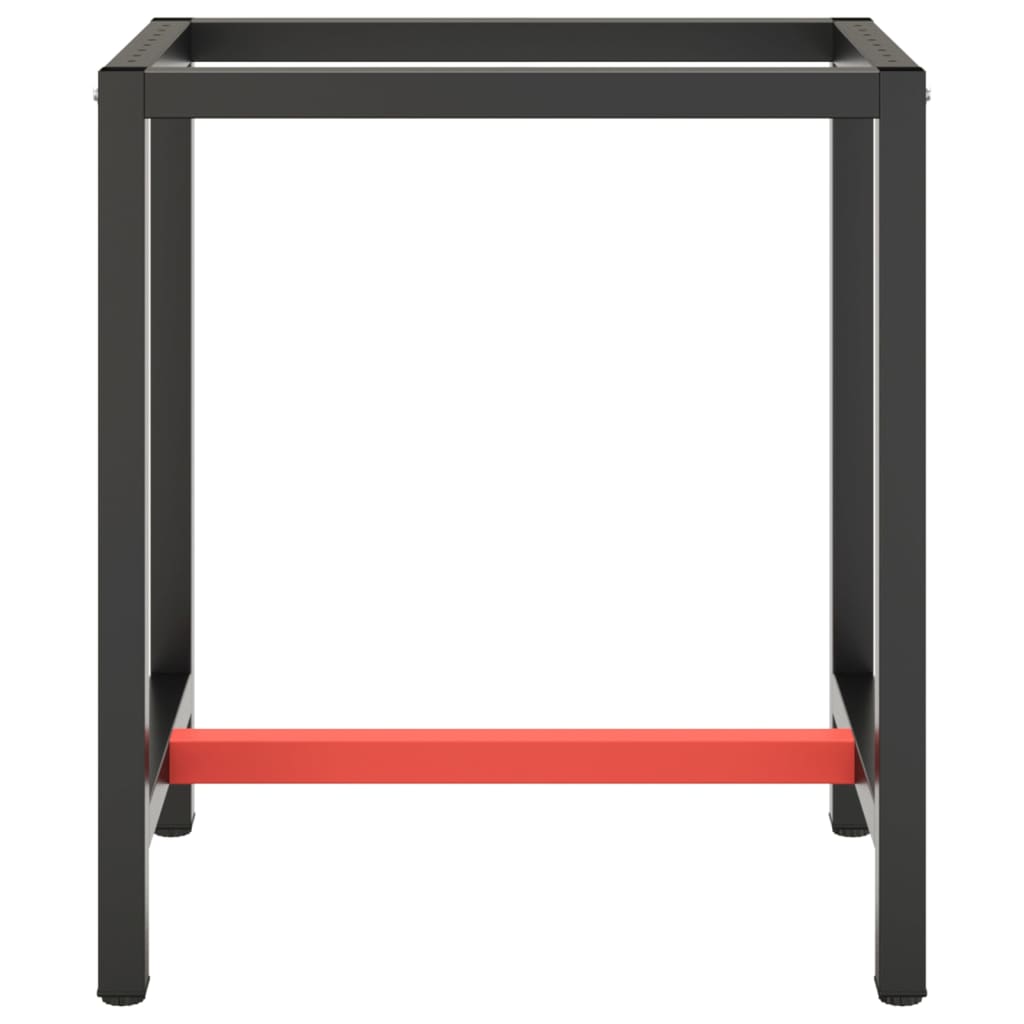 vidaXL Cadre de banc de travail Noir et rouge mat 70x50x79 cm Métal
