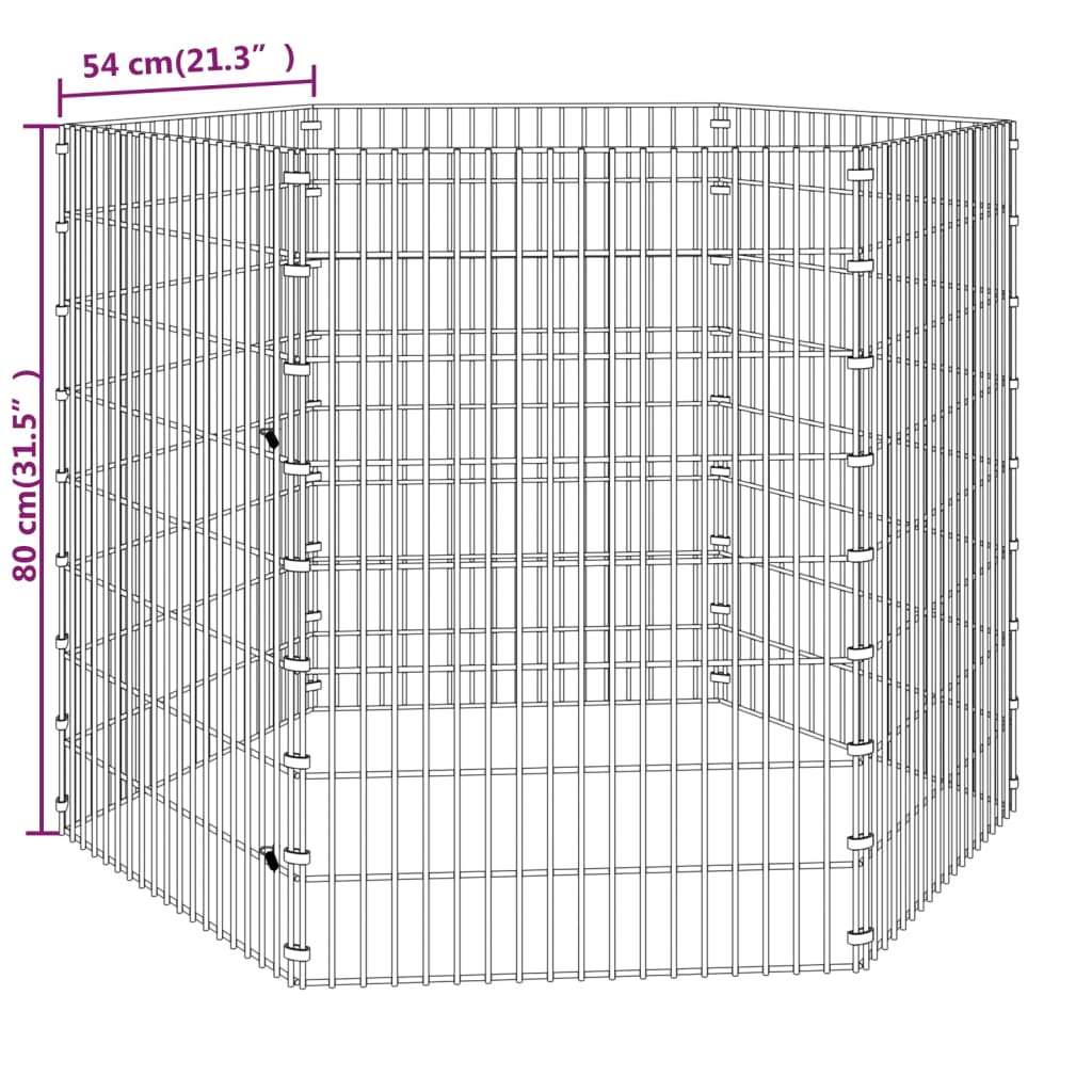 vidaXL Cage à lapin 6 panneaux 54x80 cm Fer galvanisé