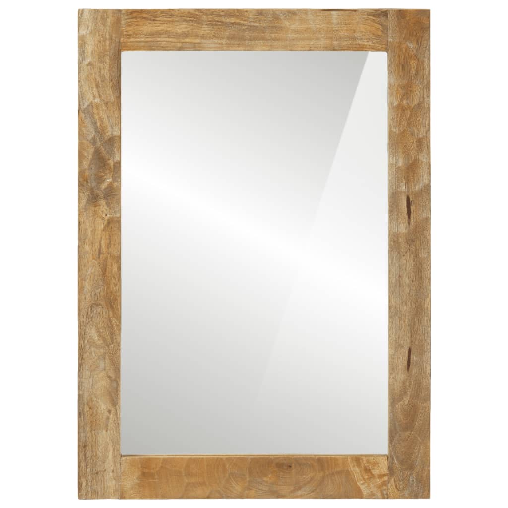 vidaXL Miroir de bain 50x70x2,5 cm bois de manguier massif et verre