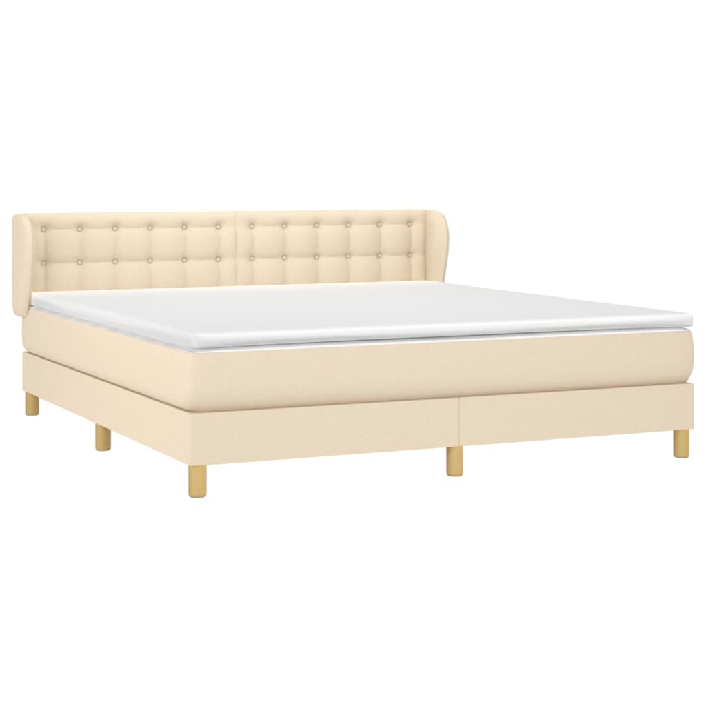 vidaXL Sommier à lattes de lit avec matelas Crème 160x200 cm Tissu