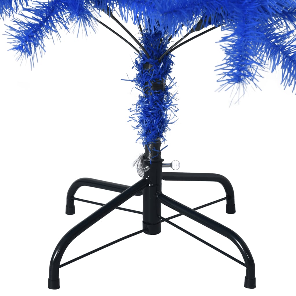 vidaXL Sapin de Noël artificiel avec support bleu 120 cm PVC