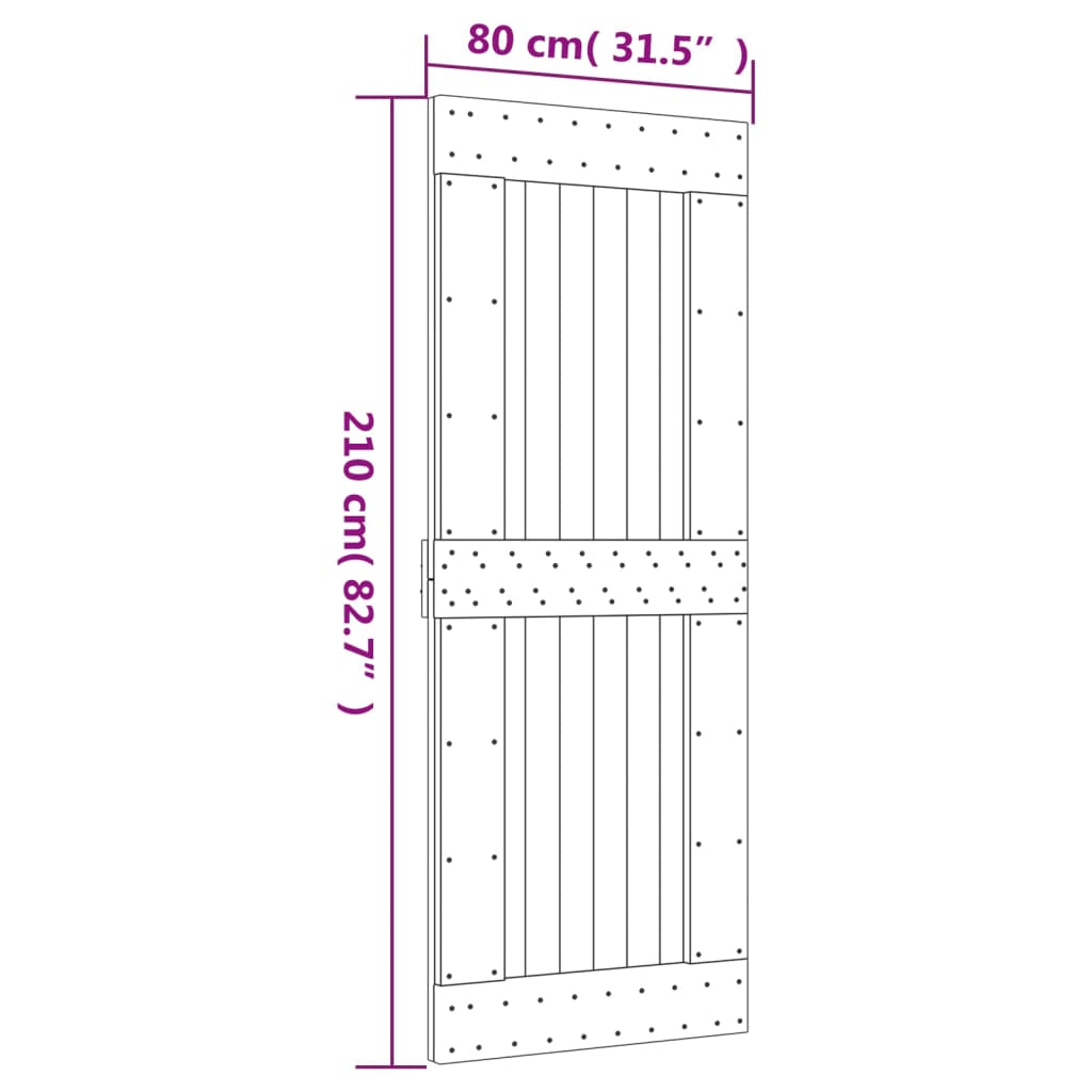 vidaXL Porte coulissante et kit de quincaillerie 80x210 cm pin massif