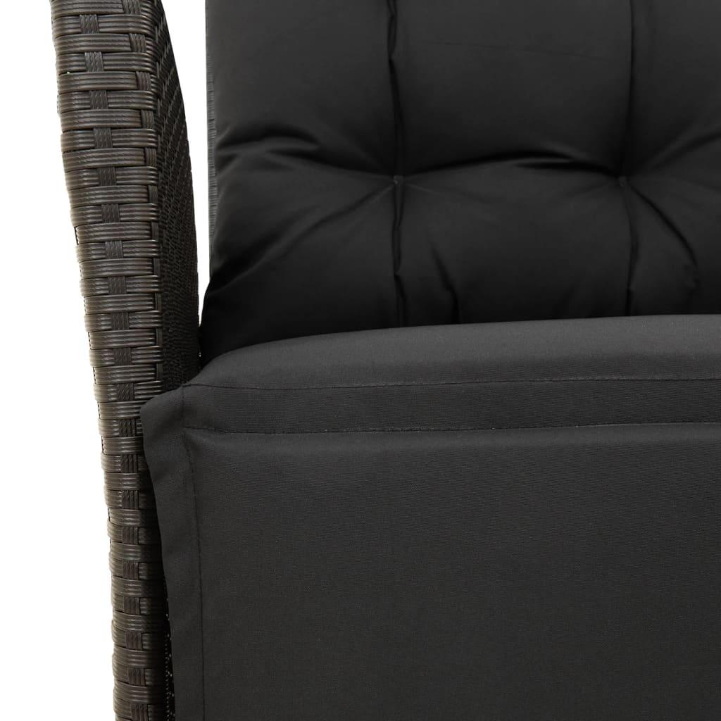 vidaXL Chaise inclinable de jardin et repose-pied noir résine tressée