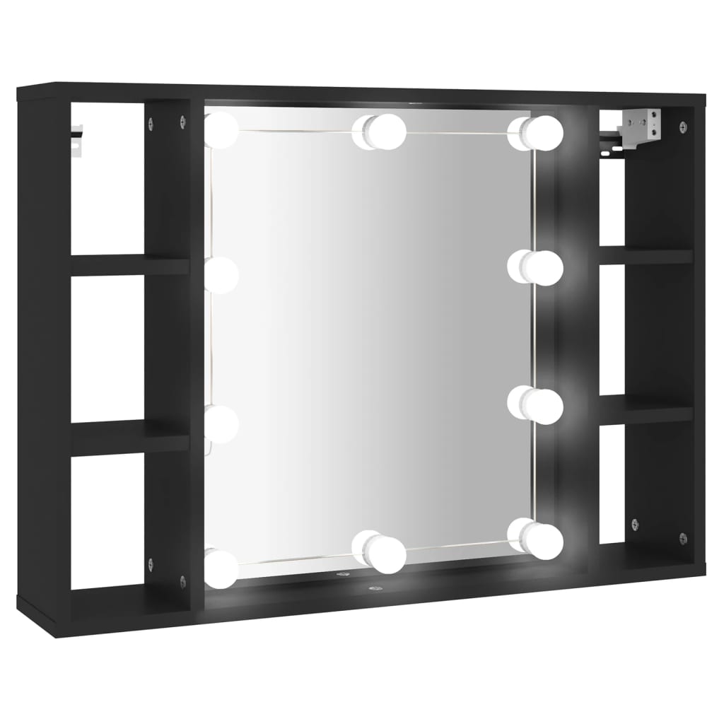 vidaXL Armoire à miroir avec LED noir 76x15x55 cm