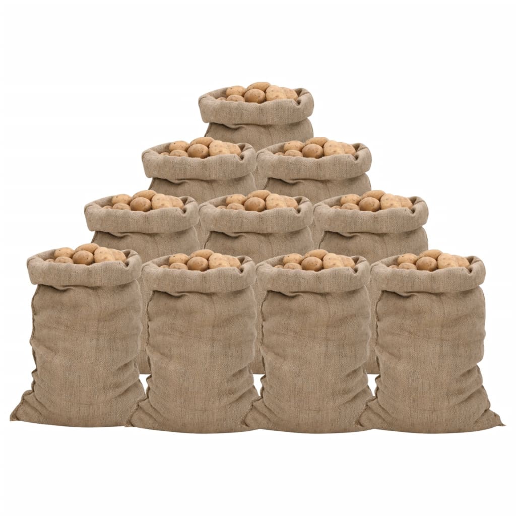 vidaXL Sacs en jute 10 pcs 60x105 cm 100 % jute 340 g/m²