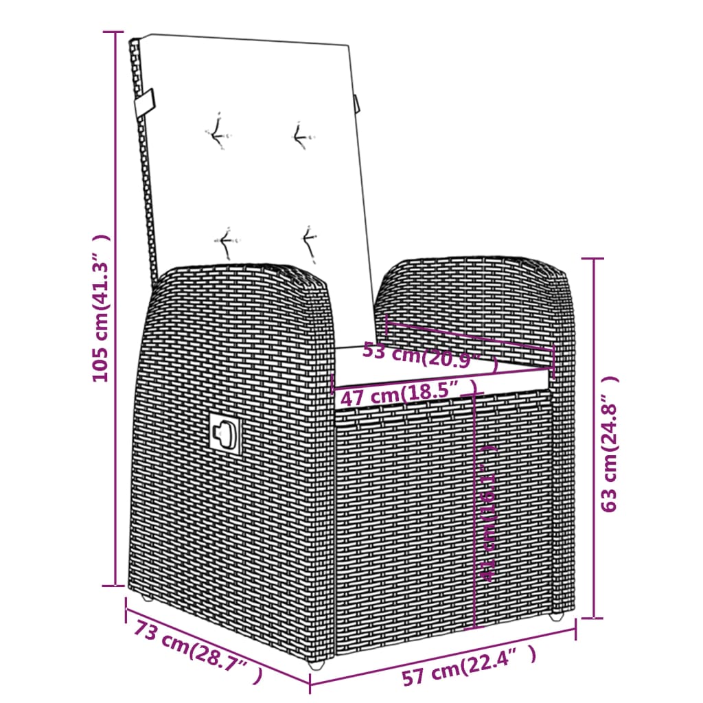 vidaXL Ensemble à manger de jardin avec coussins 7 pcs Gris