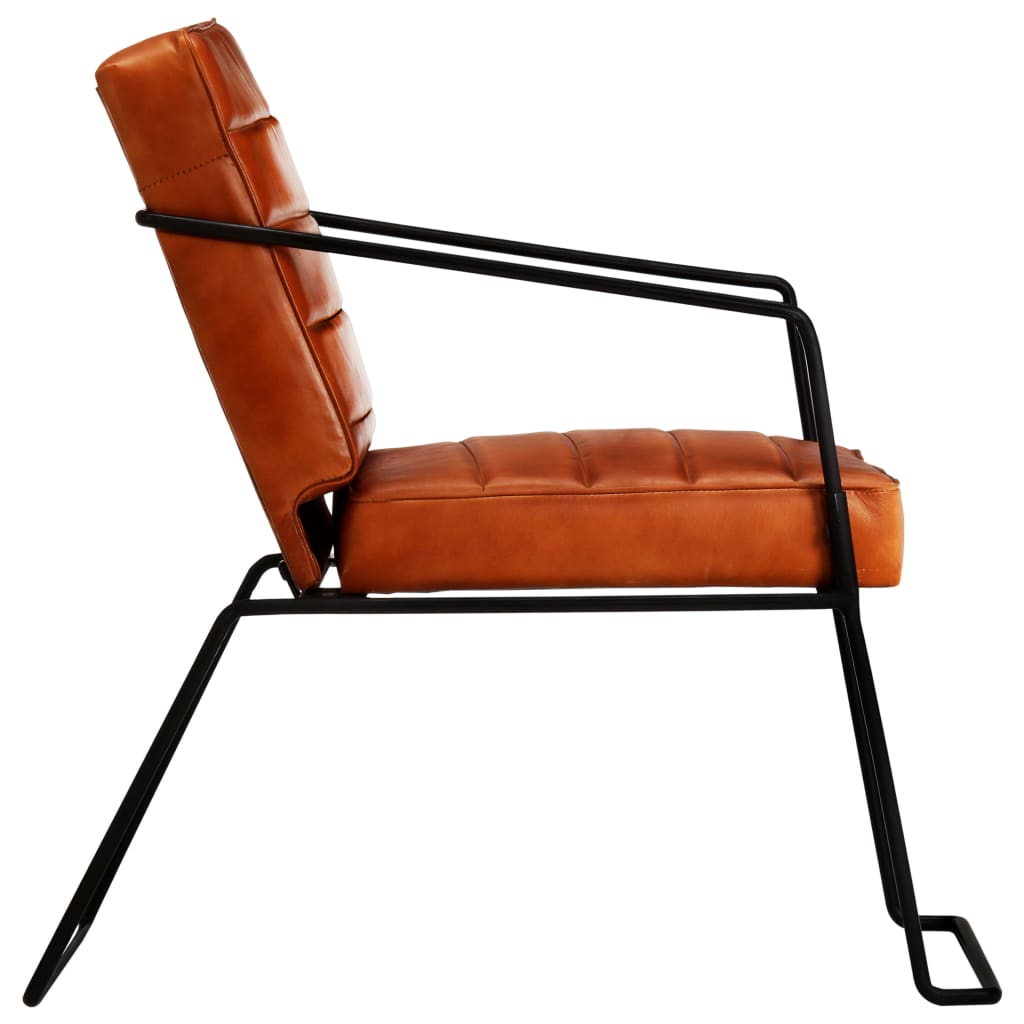 vidaXL Fauteuil Brun roux Cuir véritable