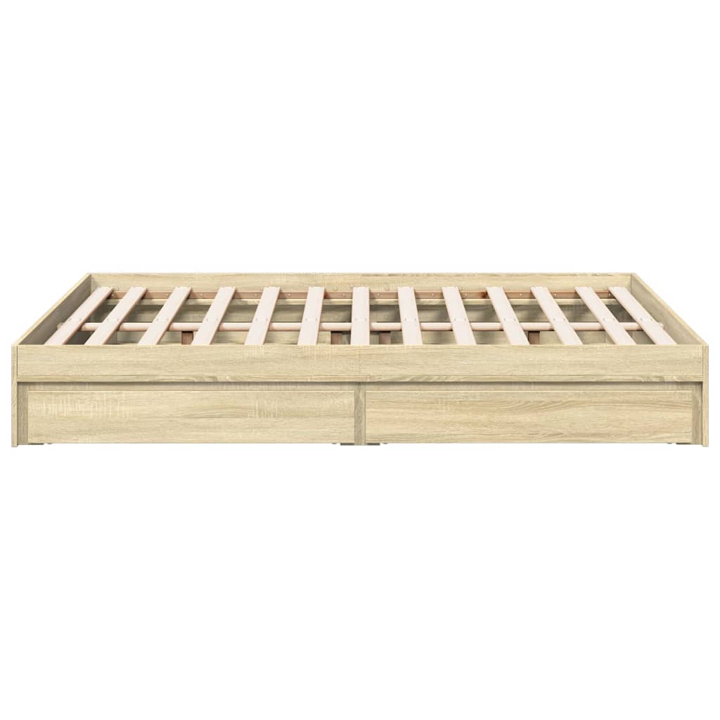 vidaXL Cadre de lit avec tiroirs sans matelas chêne sonoma 140x190 cm