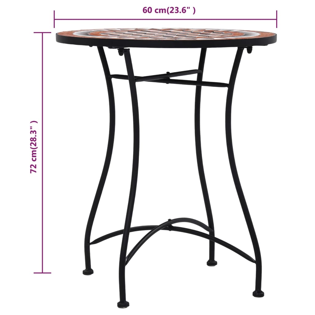 vidaXL Mobilier de bistro 3 pcs mosaïque Carreau céramique Terre cuite