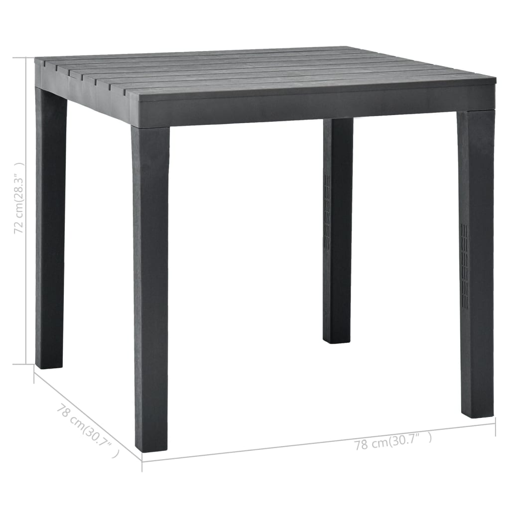 vidaXL Table de jardin Anthracite 78x78x72 cm Plastique