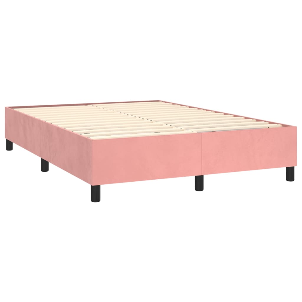 vidaXL Sommier à lattes de lit avec matelas Rose 140x200 cm Velours