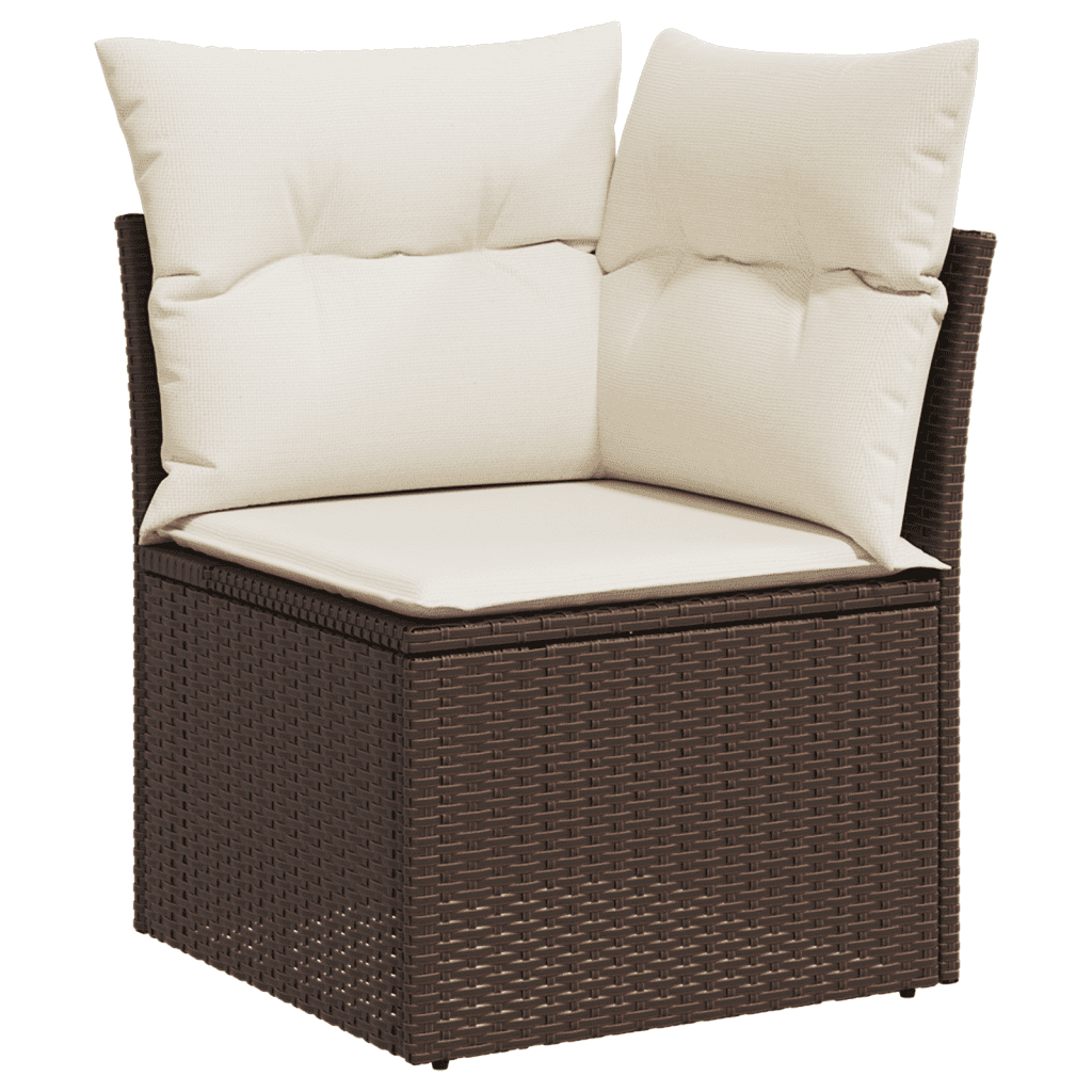 vidaXL Salon de jardin avec coussins 3 pcs marron résine tressée