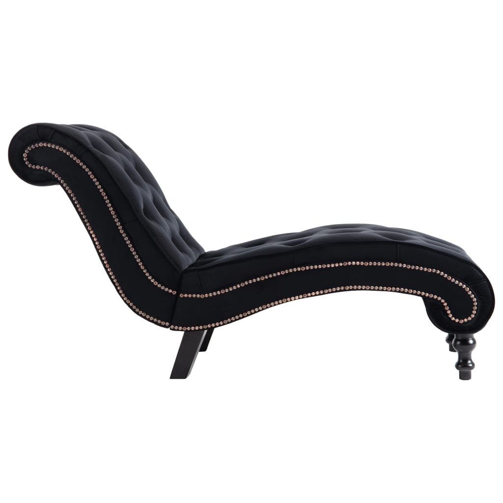 vidaXL Chaise longue Noir Velours