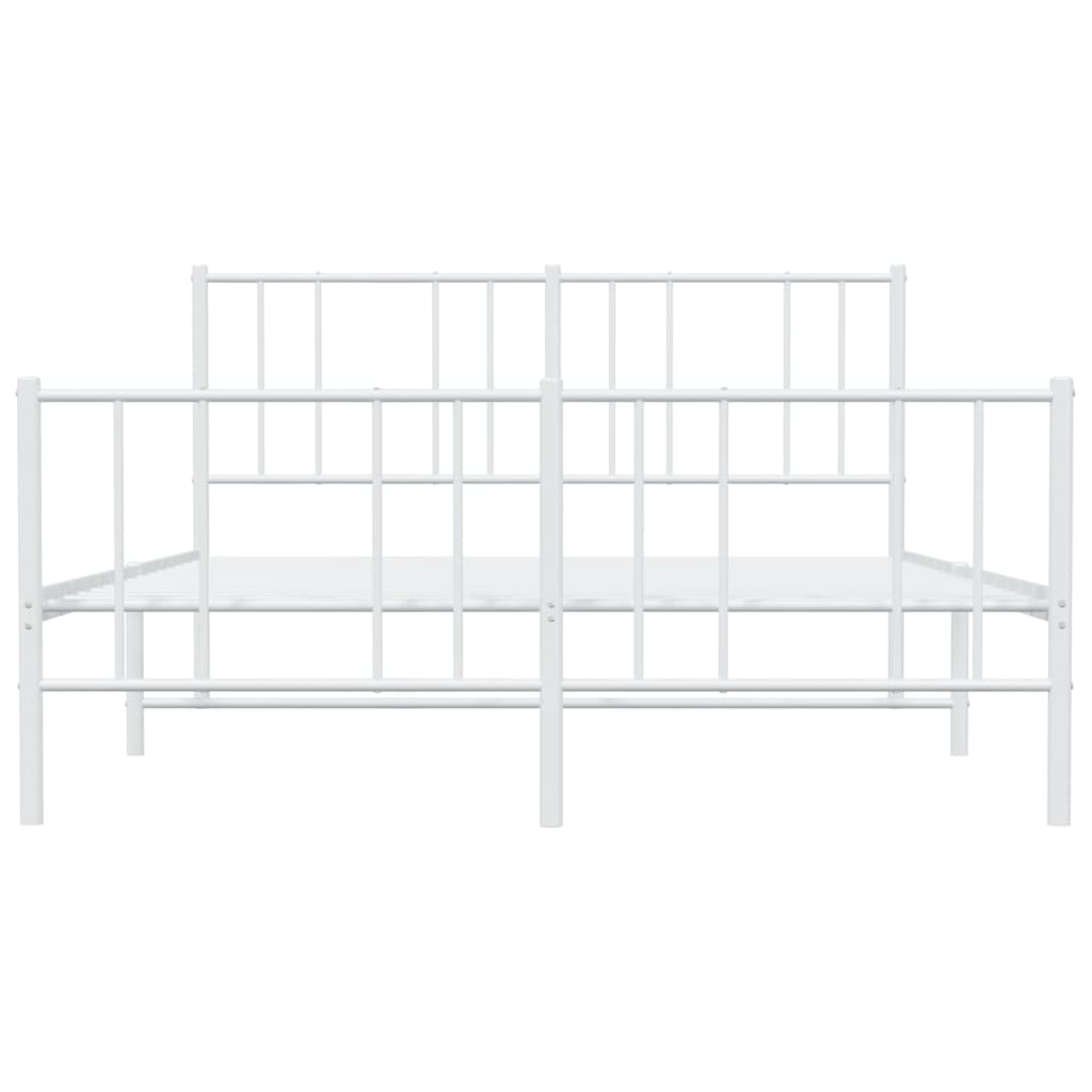 vidaXL Cadre de lit métal sans matelas et pied de lit blanc 150x200 cm